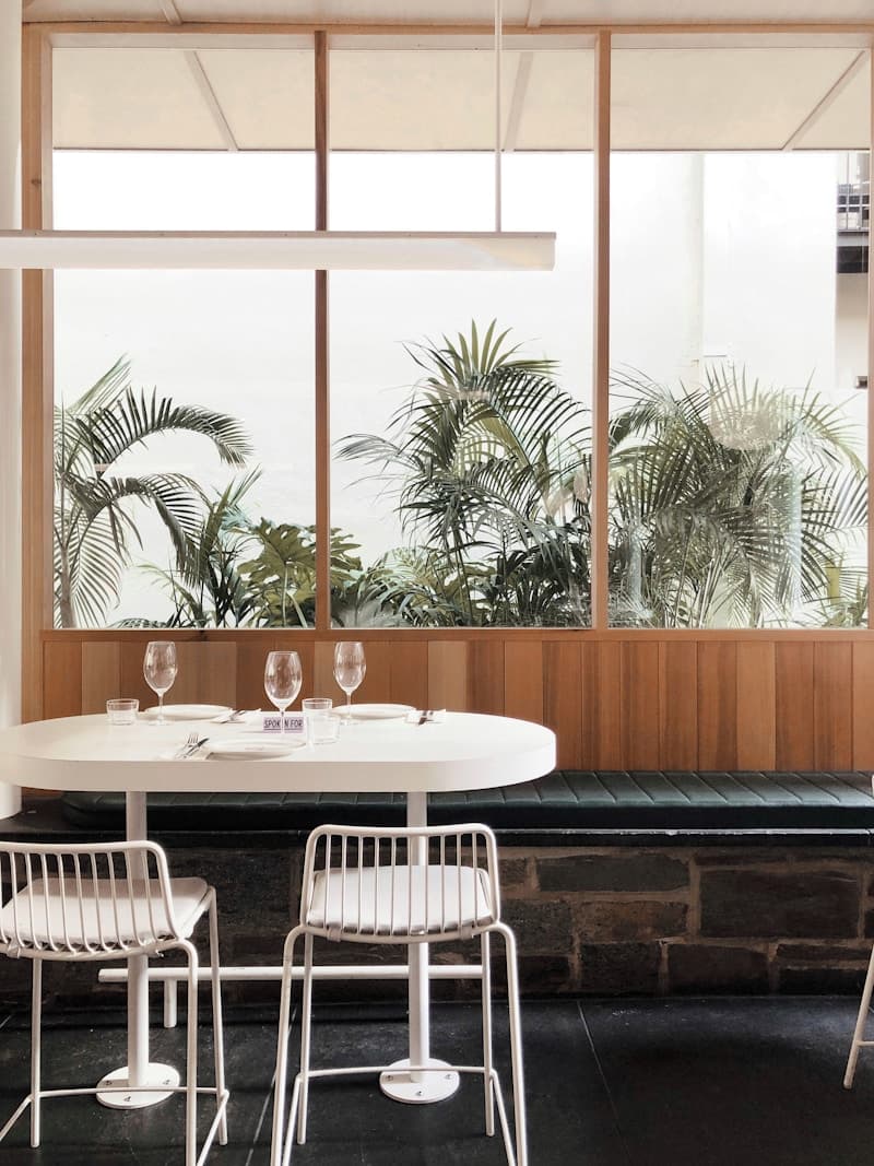 White and brown dining table and chairs